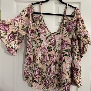 NWT- Torrid Cold Shoulder Button down blouse